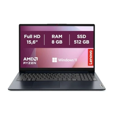 Imagen de Lenovo IdeaPad 1 Gen 7 Ordenador Portátil 15.6&quot; FullHD (AMD Ryzen 5700U, 8GB RAM, 512GB SSD, AMD Radeon Graphics, WiFi 6, Windows 11 Home) Azul Teclado QWERTY Español