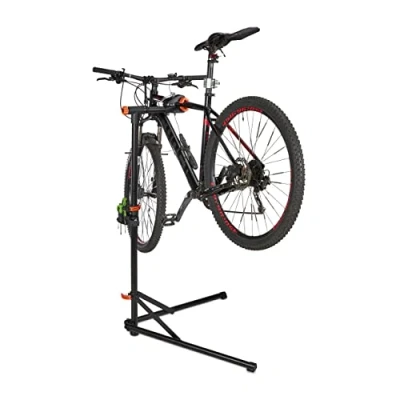 Imagen de Relaxdays Soporte Taller Bicicleta, Caballete Reparación Bici, Telescópico, hasta 30 kg, Marcos de 25 40 mm, Plateado, Acero, 100 160 x 98 75 cm