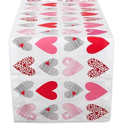 Imagen de DII Colección de Mesa para el día San Valentín, Camino Mesa, 14 x 72, Collage Corazones