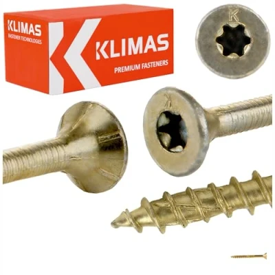 Imagen de Klimas Tornillos para madera torx avellanada multiusos construcción de tejado amarillo 3,5x40 mm 500 uds.