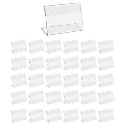 Imagen de testyu 30 Piezas Expositor Metacrilato Transparente, 6 x 4 cm Porta Precios Soporte de Sobremesa para Oficina Tienda Supermercado Promociones Restaurantes Transparente