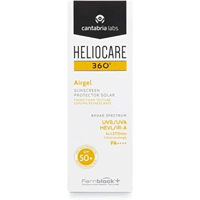 Imagen de Cantabria Labs Heliocare 360º Airgel SPF 50+ Crema Solar Facial Ligera, Fórmula Espuma, Frescura para Todo Tipo de Piel, Absorción Inmediata, Muy Alta Protección, 60ml