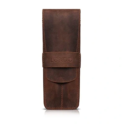 Imagen de Londo Estuche de Piel Genuina para Lápices y Bolígrafos con Cierre Solapa, Dos Compartimentos, Unisex