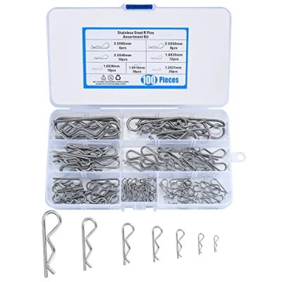 Imagen de 100 Piezas Pasadores de Partidos, Chaveta, R Forma Pasador Dividido ​Resistente Clips para Automoción Mecánica Garaje