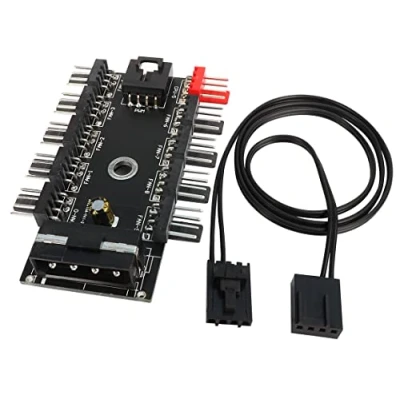 Imagen de HuaLiSiJi Fan Splitter 4 Pin, HUB Ventiladores PC Control PWM Controller, 12 V 4/3 Pin PWM, 10 de Velocida (10 Puertos)