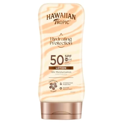 Imagen de Hawaiian Tropic Silk Hydration Protective Loción Solar Protectora con cintas de seda hidratantes y resistente al agua, Protección Alta, SPF 50, 180 ml