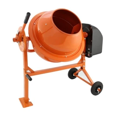 Imagen de Hormigonera eléctrica portátil 70 litros 250 W naranja (enchufe GB adaptador incluido) Velocidad 30 revoluciones/minuto Mango ergonómico y 2 ruedas para transporte Bricolaje Renovación DIY