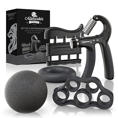 Imagen de ALPHASKIN© Hand Grip, Accesorios para Gym, Fortalecedores de Mano Entrenar el Agarre, la Fuerza Los Dedos, muñecas, Antebrazos Fortalecer, Juego 2 o 5