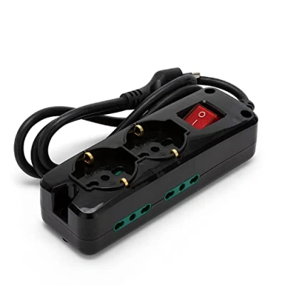 Imagen de Regleta Italiana: 2 Schuko + 4 Tomas 10/16 A. Cable de 1,5 MT e Interruptor