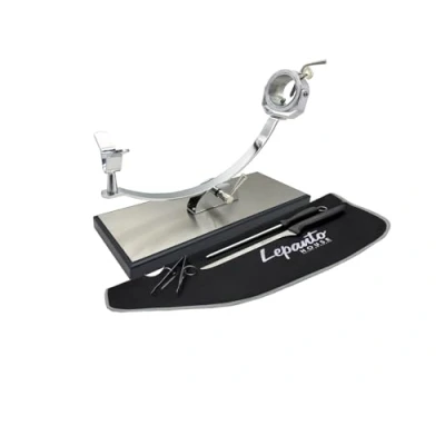 Imagen de FERRETERIA LEPANTO jamonero Profesional Giratorio y basculante, Soporte con Base de DM mas Lamina Acero Inoxidable Modelo Serrano (Set Arcos Negro)