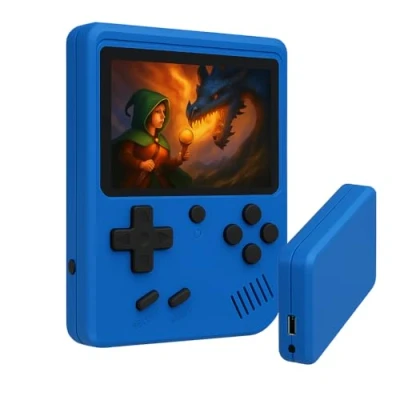 Imagen de Consola Retro portátil con 400 Juegos clásicos.Consola para niños y Adultos Pantalla a Color de 3 Compatible conexión TV. Videojuegos portátil, Azul