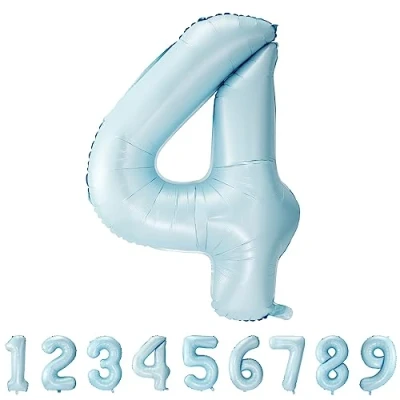 Imagen de Globos de Cumpleãnos 4 Azul,101 CM Globo Numeros Gigantes Grandes Decoracion,Globo Numero 4,Globos Niño Niña Adultos,Vuelan con Helio
