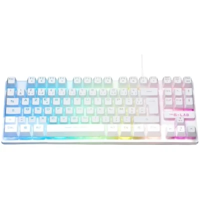 Imagen de The G Lab Keyz Caesium TKL Teclado Gamer alámbrico USB, de 87 Teclas QWERTY, Multicolor con retroiluminación LED Gaming, Compacto sin numérico para PC/PS4/PS5 Blanco