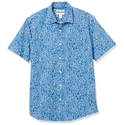 Imagen de Amazon Essentials Camisa de Popelín Manga Corta Ajuste Normal Hombre, Azul Marino Floral, M