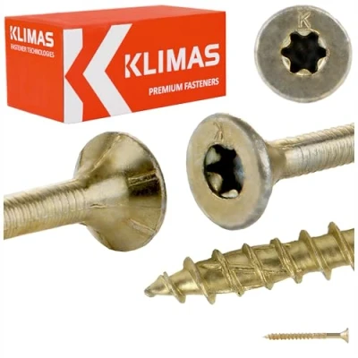 Imagen de Klimas Tornillos para madera torx avellanada multiusos construcción de tejado amarillo 4,5x50 mm 50 uds.