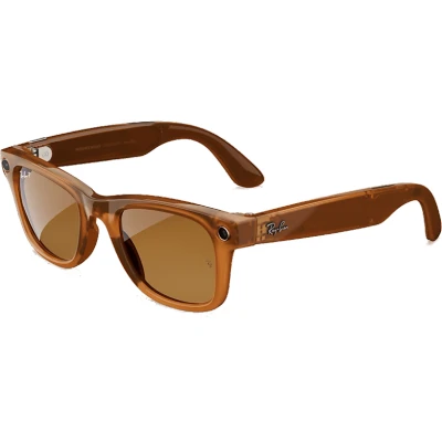 Imagen de Gafas inteligentes Meta Ray Ban Wayfarer, IA Meta, Con Cámara y Audio, Control Táctil Voz, Caramelo brillante transparente/Polarizadas en marrón