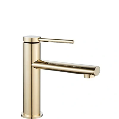 Imagen de Rea Grifo de LAVABO BAJO OVALADO ORO Mezclador baño latón monomando para lavado a mano ajustable en frío y caliente (Oro)