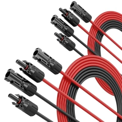 Imagen de ABSINA 4X 5 Metro Cable Solar 4mm2 H1Z2Z2 K Negro y Rojo para Placa Resistente a UV Panel Solar, 4mm, 4mm2, con Enchufe,