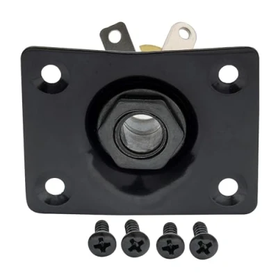 Imagen de Musiclily 6,35mm Rectángulo Placa Jack de Guitarra Entrada Salida Plate Socket para Eléctrica Les Paul,Negro