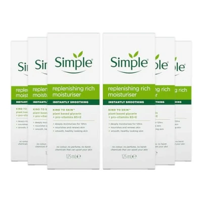 Imagen de 6 x Simple Kind to Skin Replenishing Rich Moisturiser 125 ml