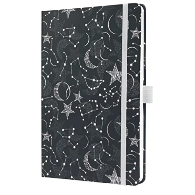 Imagen de SIGEL JN349 Jolie Libreta, Cosmic Fantasy Black , rayado, 13,5 x 20,3 cm, tapa dura, 174 páginas, negro, blanco