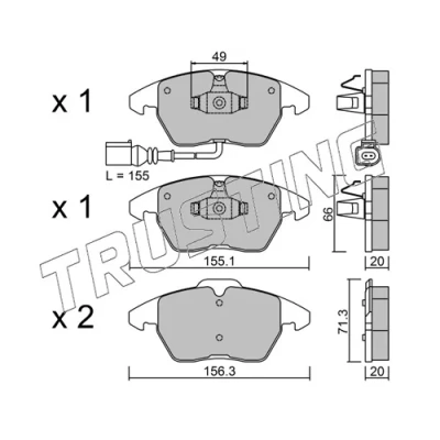 Imagen de TRUSTING 564.0 Juego de pastillas freno con contacto avisador desgaste VOLKSWAGEN: GOLF 5, 6, Passat B6 Sedán, SEAT: Leon I Hatchback