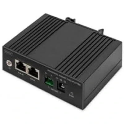 Imagen de DIGITUS Industrial Gigabit Ethernet PoE Splitter 60W 10/100/1000 Mbps Montaje en Carril DIN Negro