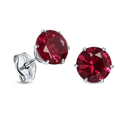 Imagen de Miore pendientes de presion con 6 garras rubí/zafiro/zirconita/esmeralda en oro blanco 9 kt 375 (rojo)
