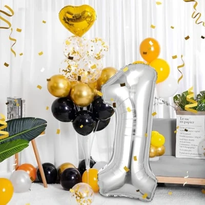 Imagen de Globos de Cumpleãnos 1 Plata,101 CM Globo Numeros Gigantes Grandes Decoracion,Globo Numero 1,Globos Niño Niña Adultos,Vuelan con Helio