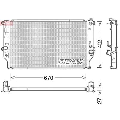 Imagen de DENSO DRM50092 Radiador, refrigeración del motor 670 430 27 TOYOTA: RAV4 IV SUV