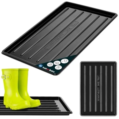 Imagen de KOTARBAU® Bandeja de Goteo para Zapatos, 45 x 30 cm, Color Negro, Bases escurridoras, con Borde Elevado secar Calzado, Posazapatos