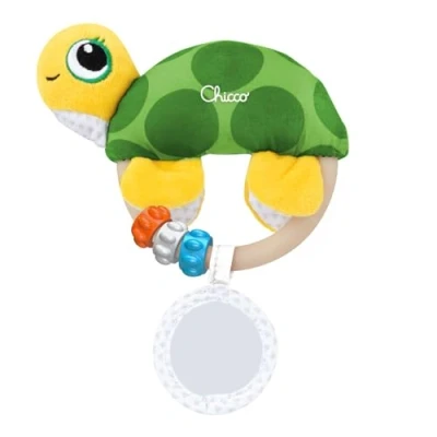 Imagen de Chicco Sonajero de Tortuga, con Anillas para Bebé, Muñeco Tejido Suave y Plástico Blando Espejo, Juguetes Bebés 3 Meses, Multicolor
