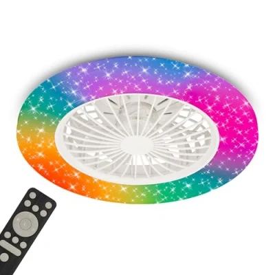 Imagen de BRILONER Ventilador De Techo Con Luz, CCT, RGBIC, Iluminación 5 Velocidades, Control Remoto, Regulable, Temporizador, Techo, 48,5 x 14,5cm., Blanco