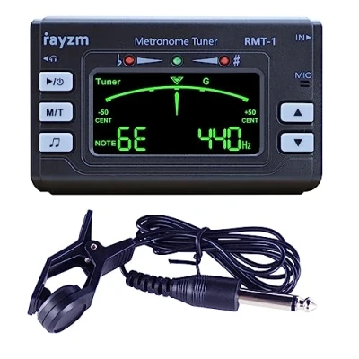 Imagen de Rayzm Afinador Metrónomo (Metrónomo sintonizador) con conector para auriculares de 3,5 mm Instrumentos musicales Cromático, Clip Sintonización Opcional pour guitare/basse