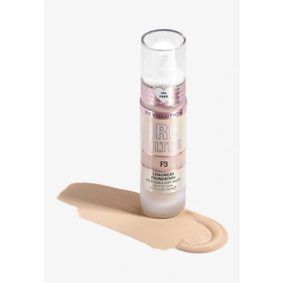 Imagen de Makeup Revolution, IRL Filter, Fondotinta Longwear, Copertura da media a totale, Finitura opaca, Durata 16 ore, F3, Toni della pelle chiari chiari, 23ml