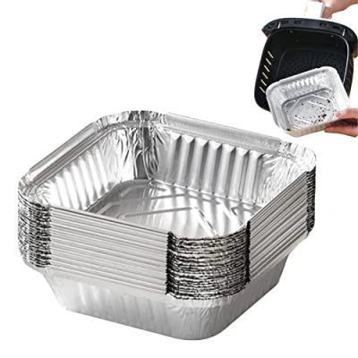 Imagen de HINAA 20 bandejas desechables aluminio para hornear, asar, congelar, almacenar, cocinar, barbacoas, brownies, suministros catering llevar, 23 x 4 cm