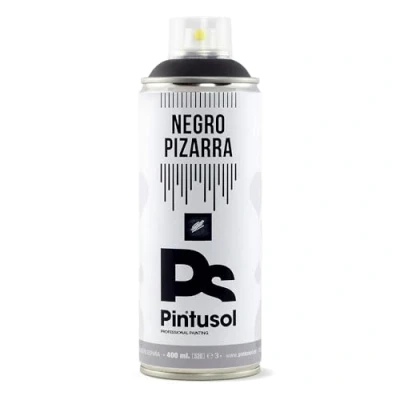 Imagen de PINTUSOL Pintura Efecto Pizarra en Spray, Convierte Cualquier Superficie Pizarra, Acabado Negro Mate, Fácil Aplicación Multi Suelo Pared, Negra Profesional Espray 400ml