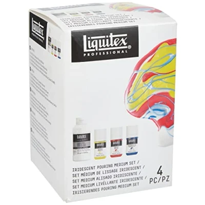 Imagen de Liquitex Professional Aditivos Set pouring medium iridiscente (medium de alisado iridiscente) + pintura acrílica Soft Body