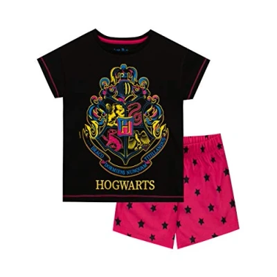 Imagen de Harry Potter Pijamas de Manga Cortapara Niñas Hogwarts Negro 7 8 Años