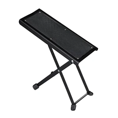 Imagen de Relaxdays Reposapiés para Guitarrista, Soporte ergonómico, Antideslizante, Plegable, 4 Alturas, 1 Ud, Negro, Adultos Unisex