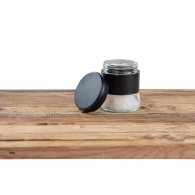 Imagen de WENKO tarro de cristal Boga, 400 ml capacidad, almacenamiento Black Outdoor Kitchen con tapa plástico y cierre rosca, acero inoxidable cristal, ideal para especias, Ø 9 x 10,5 cm