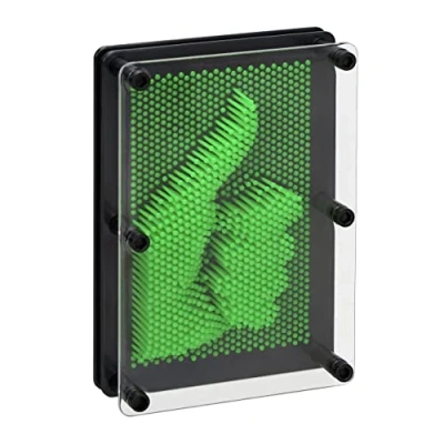 Imagen de Relaxdays Imagen de uñas Pinart Tablero Pin Art, Escultura 3D, 13x18cm, Juego Pinchitos, Molde Clavos Decorativo, Verde, Acero