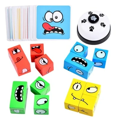 Imagen de LADVATKIN Juguete de expresión madera, juego dados interactivo, madera para niños como familiar con timbre