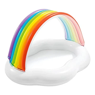 Imagen de Piscina bebé intex con toldo arcoiris, Multicolor, 142 x 119 84 cm