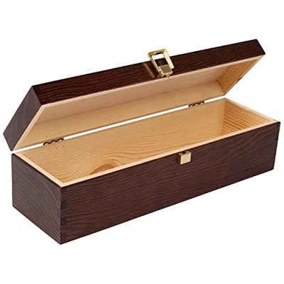 Imagen de Creative DECO Marrón Caja Madera Vino Barnizada 1 Botella 35,1 x 11 9,8 cm con Tapa y Bisagra Perfecta para Regalo Decorar Decoupage Almacenamiento Decoración Manualidades Navidad