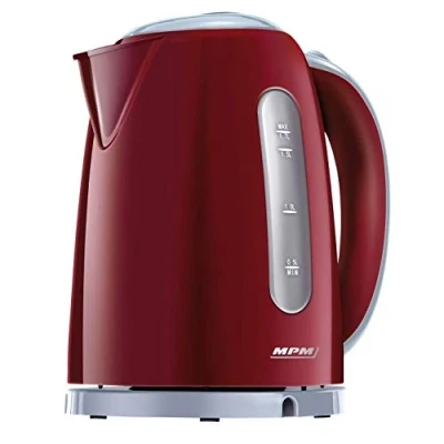 Imagen de MPM MCZ 85/B2 Hervidor de Agua Eléctrico Inalámbrico. 1,7 litros, Base 360º, Filtro Anti Cal Desmontable, 2200W, Rojo, 2200 W, 1.7 0 Decibeles, Granate