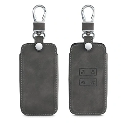 Imagen de kwmobile Funda Compatible con Renault Llave de Coche Smart Key 4 Botones (Solo Keyless Go) Carcasa Piel sintética Protector para Mando en Gris Oscuro