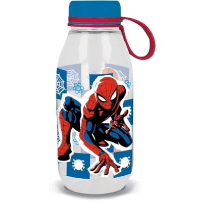 Imagen de Marvel Botella Ecozen transparente para niños de tritan Spiderman Hombre Araña 460 ml con capucha y mango silicona