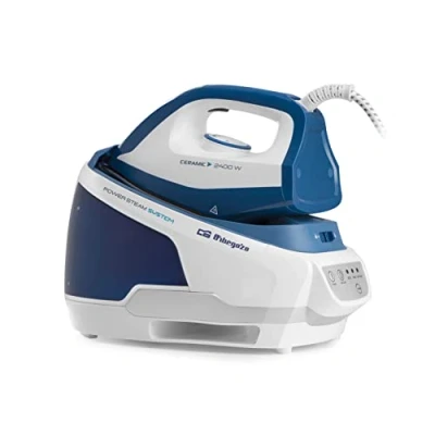 Imagen de Orbegozo VP 8600 Centro de Planchado a Vapor Y en Seco, 2 Modos Funcionamiento, Modo Autolimpieza, Regulador Temperatura, Depósito Agua Extraíble L, 2400 W, Blanco Azul