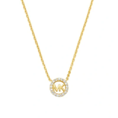 Imagen de Michael Kors Collar con colgante de plata ley en tono dorado Premium MK para mujer, MKC1726CZ710